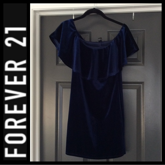 Forever 21 Navy Off-Shoulder Dress - Picture 3 of 5